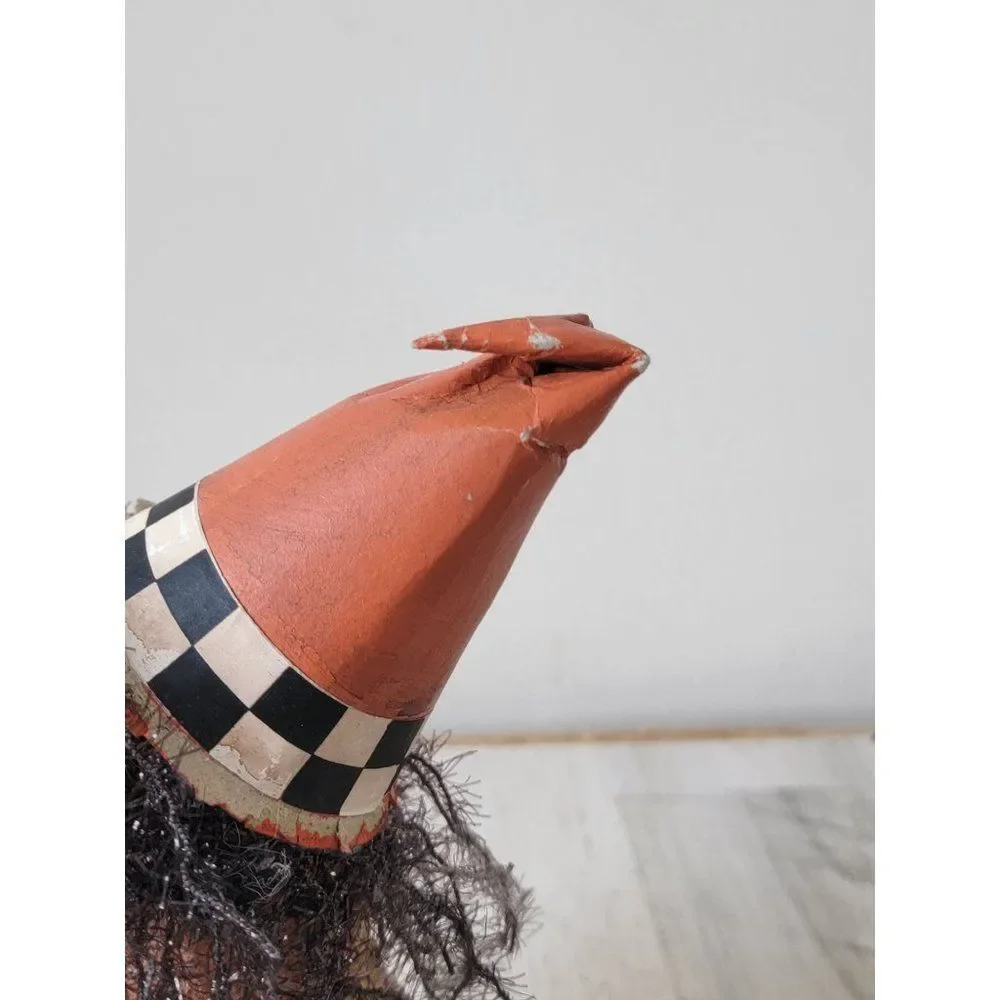 Halloween paper mache‎ witch hat smile pumpkin decor figure